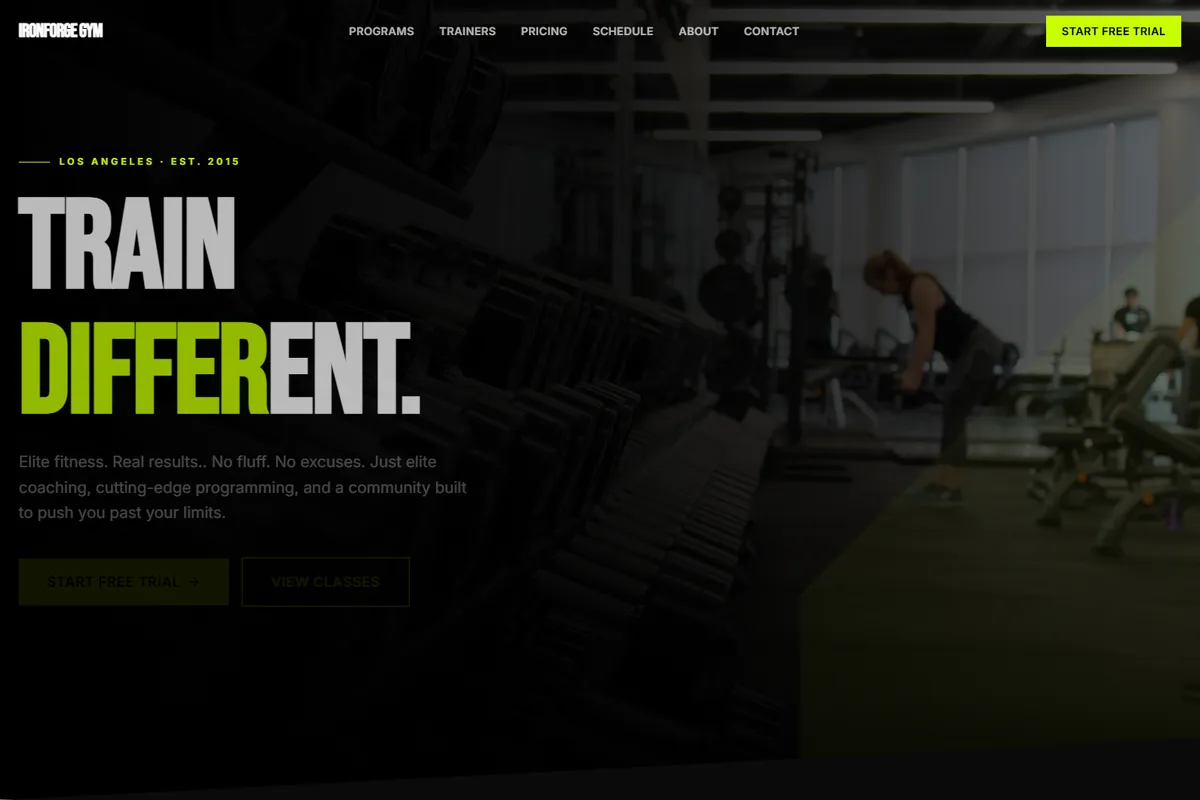 Gym website live demo preview