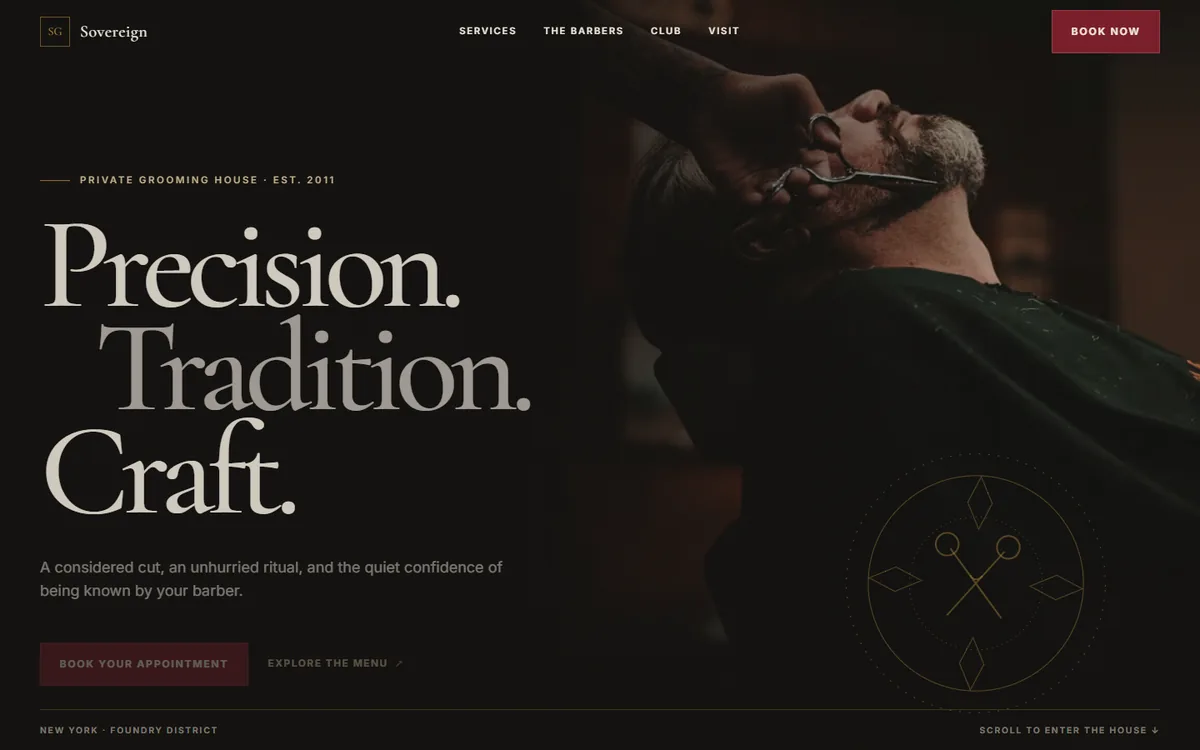 Barbershop website live demo preview