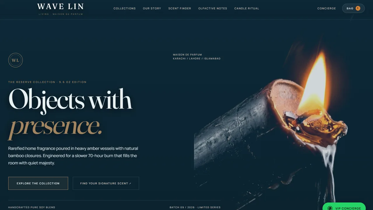 Wavelin Living Fragrance Store website live demo preview