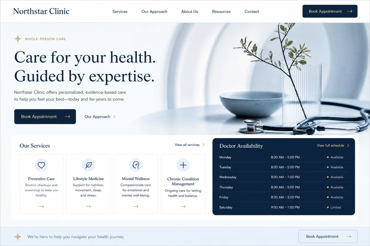 Northstar Clinic clinic website design preview